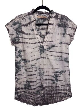 Wearables By XCVI X-Small Tie Dye V-Neck Top Short Sleeve Boho Hippie Resort